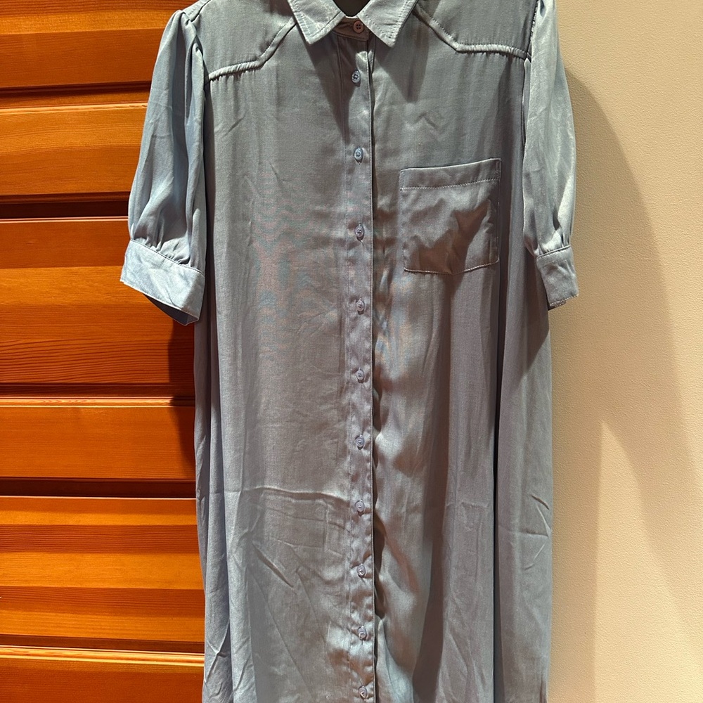Umgee Blue Button-Up Dress
